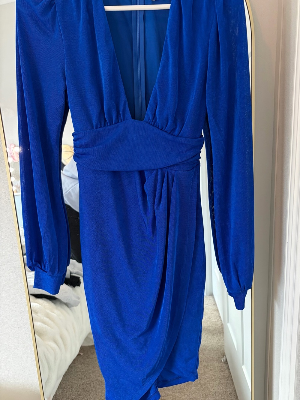 Hello Molly Cobalt Blue Long-Sleeve V-Neck Wrap Dress